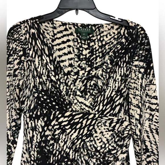 Lauren Ralph Lauren Monochrome Long Sleeve Wrap Dress 8P - Picture 8 of 13